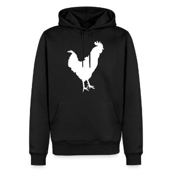 Der Hahn - Männer Premium Bio Hoodie - Schwarz - Vorne - Nico (187cm)