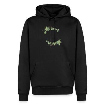 Customizable Floral Wreath Round - Men’s Premium Organic Hoodie - black - Front - Nico (187cm)