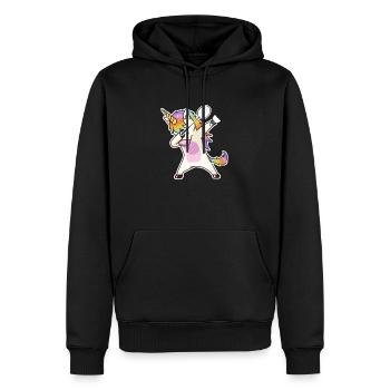 Badminton Einhorn Shuttlecock Schläger Spiele Geschenk - Männer Premium Bio Hoodie - Schwarz - Vorne - Nico (187cm)