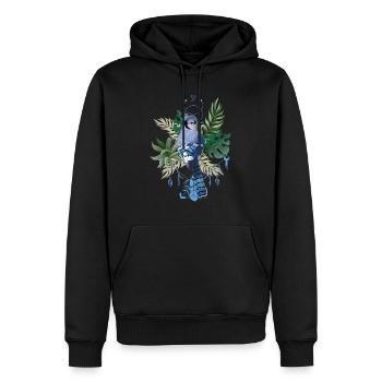 Oiseau tropical d’été cadeau énergie fleur art - Sweat à capuche Premium bio Homme - noir - Devant - Nico (187cm)