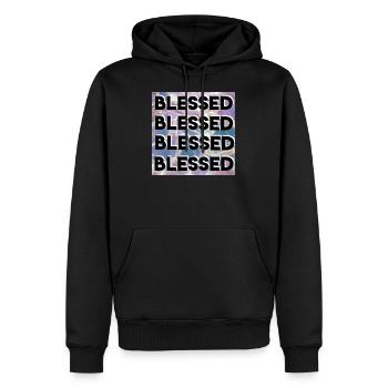 Heureux - conception chrétienne - Sweat à capuche Premium bio Homme - noir - Devant - Nico (187cm)
