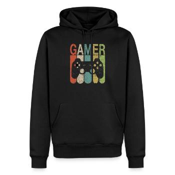 Gamer - nerd - gaming -nerdy - Geschenk Gaming - Männer Premium Bio Hoodie - Schwarz - Vorne - Nico (187cm)