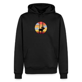 Sonnenuntergang Elch Tier - Männer Premium Bio Hoodie - Schwarz - Vorne - Nico (187cm)