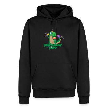 Anniversaire garçon anniversaire garçon Dino - Sweat à capuche Premium bio Homme - noir - Devant - Nico (187cm)