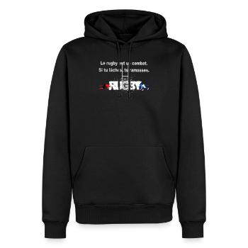 RUGBY COMBAT - Sweat à capuche Premium bio Homme - noir - Devant - Nico (187cm)