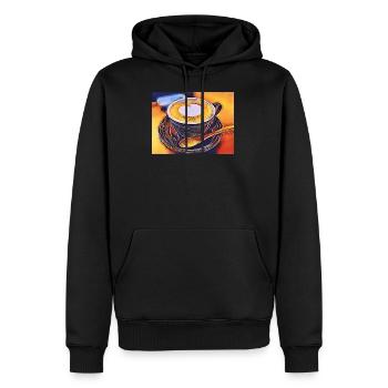 Kaffee - Männer Premium Bio Hoodie - Schwarz - Vorne - Nico (187cm)