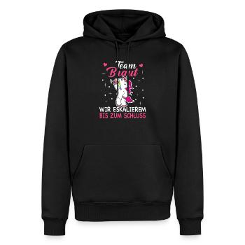 Damen Team Braut JGA Einhorn Hochzeit Junggesellen - Männer Premium Bio Hoodie - Schwarz - Vorne - Nico (187cm)