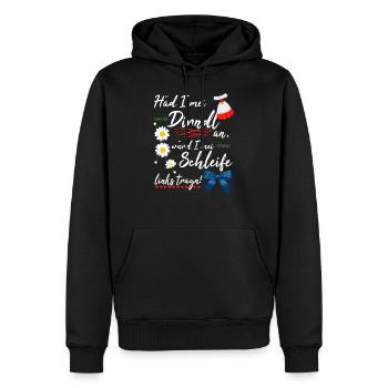 Dirndl Damen Tracht Bayern Lustig - Männer Premium Bio Hoodie - Schwarz - Vorne - Nico (187cm)
