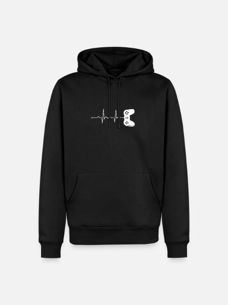 Gamer Controller Herzschlag Gaming Lustig Geschenk - Männer Premium Bio Hoodie - Schwarz