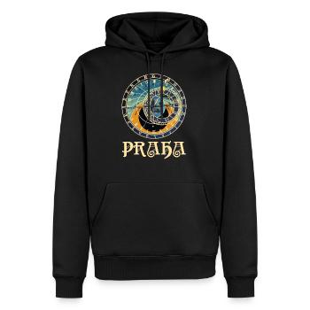Praskô orloj. Horloge astronomique de Prague Prague. - Sweat à capuche Premium bio Homme - noir - Devant - Nico (187cm)