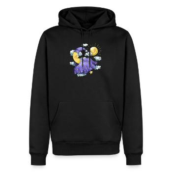 Jour et nuit - Sweat à capuche Premium bio Homme - noir - Devant - Nico (187cm)
