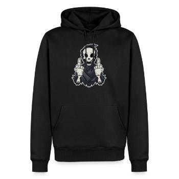 Grim Reaper montre les deux doigts du milieu - Sweat à capuche Premium bio Homme - noir - Devant - Nico (187cm)