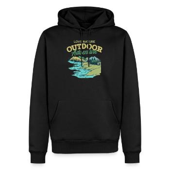 Amoureux de la nature aventure en plein air - Sweat à capuche Premium bio Homme - noir - Devant - Nico (187cm)