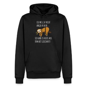 Faultier Lustiger Spruch Langschläfer Bett Witzig - Männer Premium Bio Hoodie - Schwarz - Vorne - Nico (187cm)