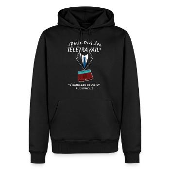 j' peux pas j'ai télé travail cool - Sweat à capuche Premium bio Homme - noir - Devant - Nico (187cm)