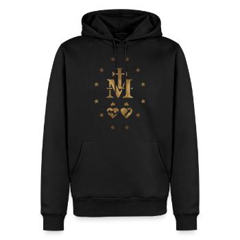 Médaille Miraculeuse (Médaille de l'Immaculée Conception) - Sweat à capuche Premium bio Homme - noir - Devant - Nico (187cm)
