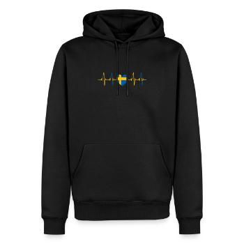 Schweden Herzschlag Reise Geschenk Schweden - Männer Premium Bio Hoodie - Schwarz - Vorne - Nico (187cm)