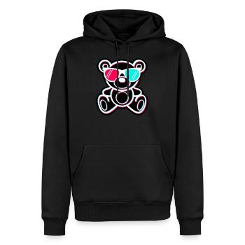 Cool Teddy Bear Tik Tok Style glitch Effekt - Männer Premium Bio Hoodie - Schwarz - Vorne - Nico (187cm)