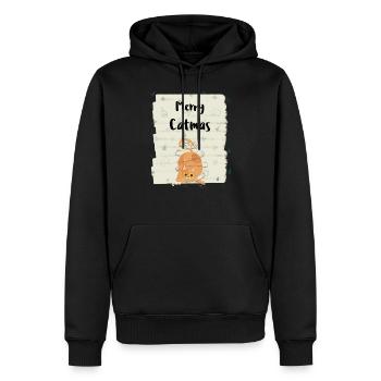 Frohe Katzen - ungeschickte Katze mit Weihnachtslichtern - Männer Premium Bio Hoodie - Schwarz - Vorne - Nico (187cm)