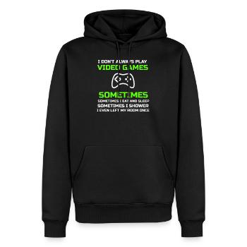 Ich spiele nicht immer Videospiele Manchmal esse ich eine - Männer Premium Bio Hoodie - Schwarz - Vorne - Nico (187cm)