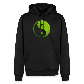 Yin Yang vert, symbole Yin Yang, taoïsme Yin Yang - Sweat à capuche Premium bio Homme - noir - Devant - Nico (187cm)