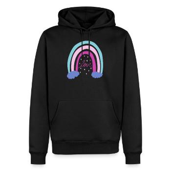 Love Rainbow - Men’s Premium Organic Hoodie - black - Front - Nico (187cm)