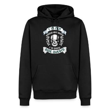 Je ne procrastine pas les quêtes secondaires - Sweat à capuche Premium bio Homme - noir - Devant - Nico (187cm)