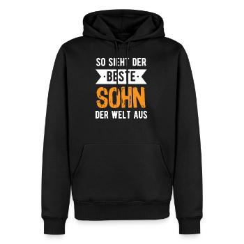 So sieht der beste Sohn der Welt aus - Männer Premium Bio Hoodie - Schwarz - Vorne - Nico (187cm)