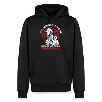 Feuerwehr freiwillig Beruf Gag Humor Feuerwehrmann - Männer Premium Bio Hoodie - Schwarz - Vorne - Nico (187cm)
