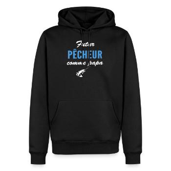 futur pêcheur comme papa - Sweat à capuche Premium bio Homme - noir - Devant - Nico (187cm)