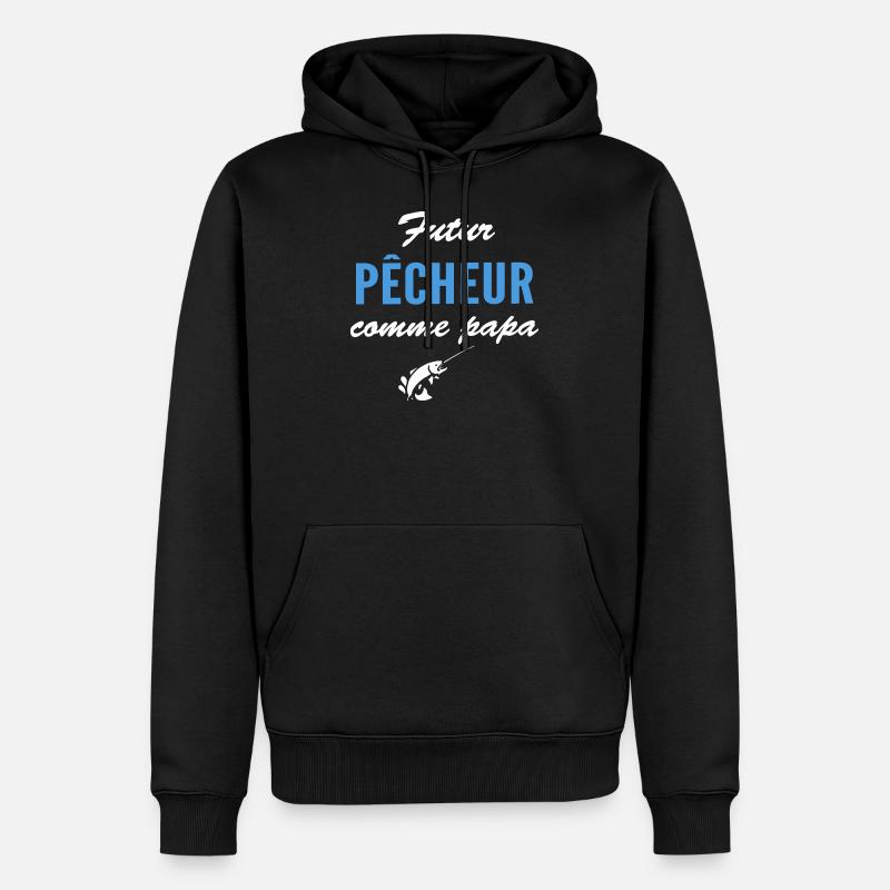 futur pêcheur comme papa - Sweat à capuche Premium bio Homme - noir