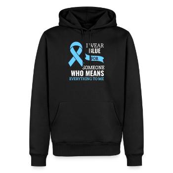 Prostata-Krebs-Bewusstsein Band ich trage blaue Herren - Männer Premium Bio Hoodie - Schwarz - Vorne - Nico (187cm)