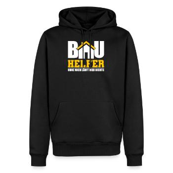 Bauhelfer nichts läuft - Männer Premium Bio Hoodie - Schwarz - Vorne - Nico (187cm)