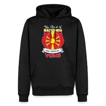 Mazedonien Blut fliesst durch meine Venen - Männer Premium Bio Hoodie - Schwarz - Vorne - Nico (187cm)