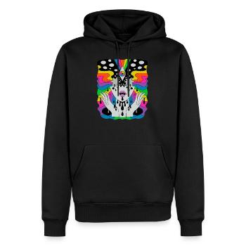 Cadeau psychédélique de festival coloré de Hippie Trippy - Sweat à capuche Premium bio Homme - noir - Devant - Nico (187cm)