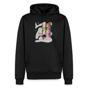 Cadeau psychédélique de festival coloré de hippie trippy - Sweat à capuche Premium bio Homme - noir - Devant - Nico (187cm)
