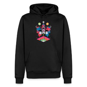 Cadeau psychédélique de festival coloré de hippie trippy - Sweat à capuche Premium bio Homme - noir - Devant - Nico (187cm)