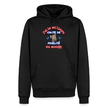 Meilleure carte de fidélité - Sweat à capuche Premium bio Homme - noir - Devant - Nico (187cm)