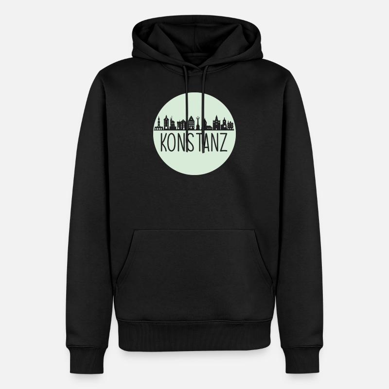Constance, cercle,skyline,vert mint, logo - Sweat à capuche Premium bio Homme - noir
