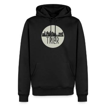 Trier, scherenschnitt, skyline, Kreis, beige - Männer Premium Bio Hoodie - Schwarz - Vorne - Nico (187cm)
