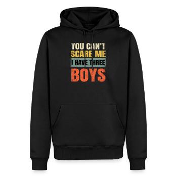 Tu ne peux pas me faire peur J’ai trois garçons Papa Maman Unise - Sweat à capuche Premium bio Homme - noir - Devant - Nico (187cm)