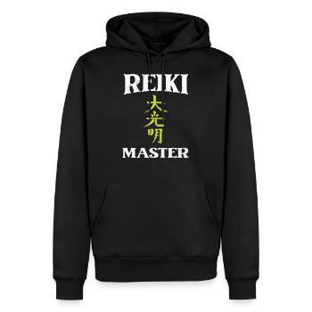 Maître Reiki | Ésotérisme Spiritualité Cadeaux - Sweat à capuche Premium bio Homme - noir - Devant - Nico (187cm)