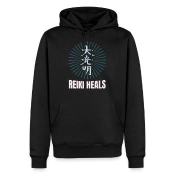 Reiki aide | Ésotérisme Reikimeister Cadeau de Yoga - Sweat à capuche Premium bio Homme - noir - Devant - Nico (187cm)