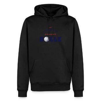 Pétanque Retraite - Sweat à capuche Premium bio Homme - noir - Devant - Nico (187cm)