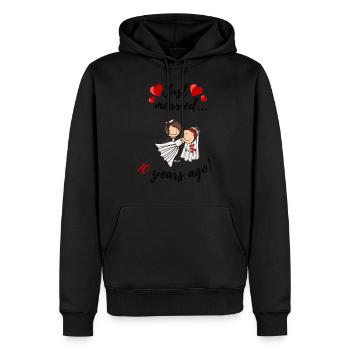 10 years wedding anniversary - Men’s Premium Organic Hoodie - black - Front - Nico (187cm)