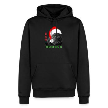 Bah Humbug Chat de Noël - Sweat à capuche Premium bio Homme - noir - Devant - Nico (187cm)
