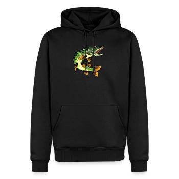 Hecht - Männer Premium Bio Hoodie - Schwarz - Vorne - Nico (187cm)
