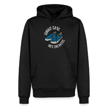 Jamais sans mes sneakers - Sweat à capuche Premium bio Homme - noir - Devant - Nico (187cm)