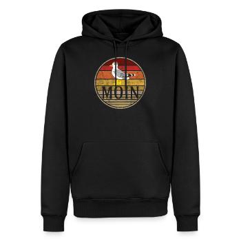 Moin Möwe Retro - Männer Premium Bio Hoodie - Schwarz - Vorne - Nico (187cm)