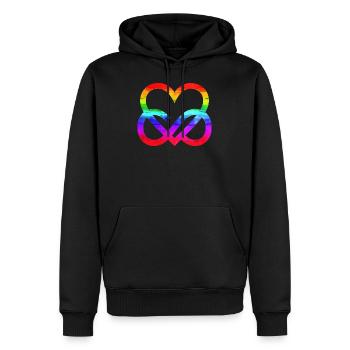 LGBTQ Regenbogenherz Unendlichkeit Infinity Heart - Männer Premium Bio Hoodie - Schwarz - Vorne - Nico (187cm)